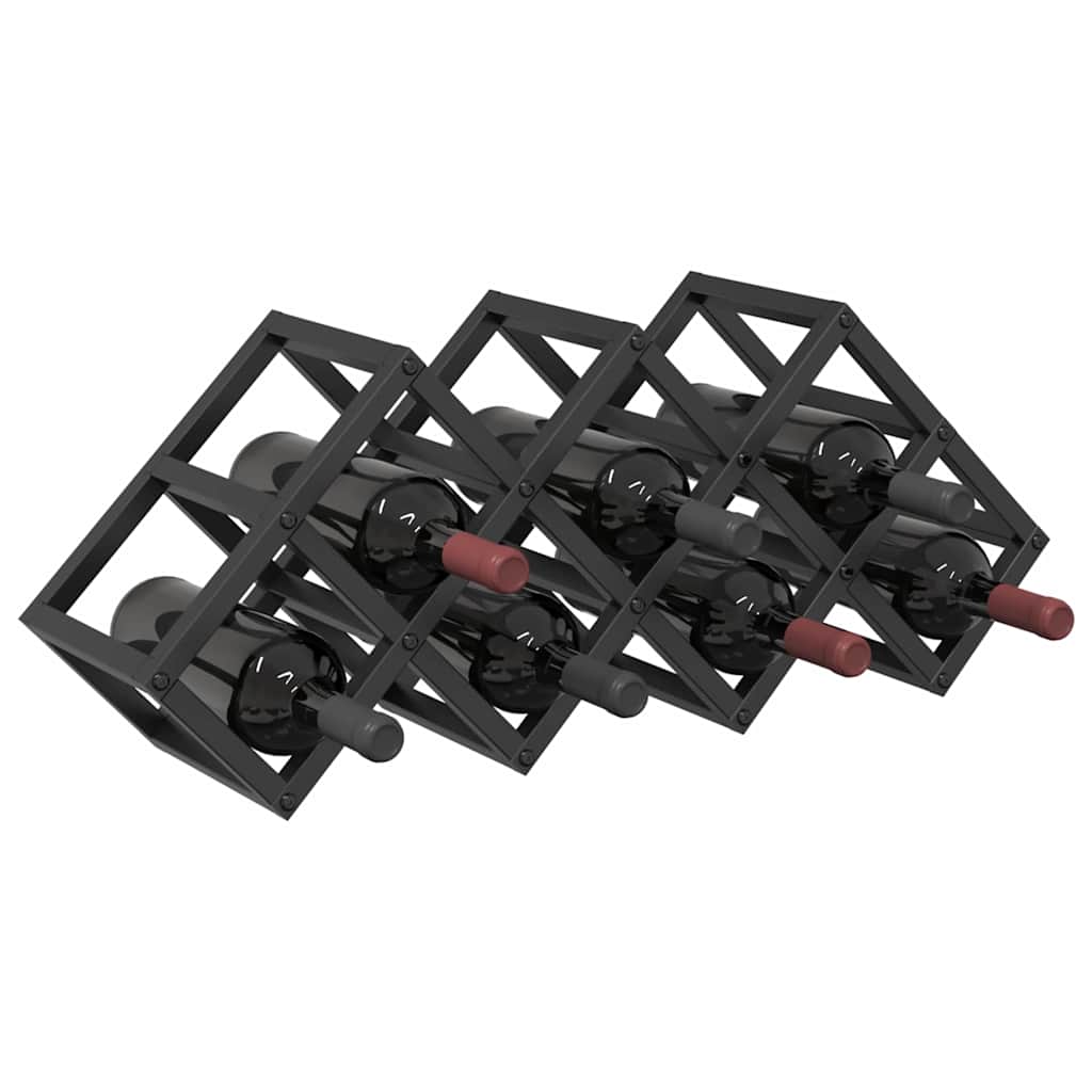 Weinregal Schwarz 63 x 16.5 x 25 cm Pulverbeschichteter Stahl