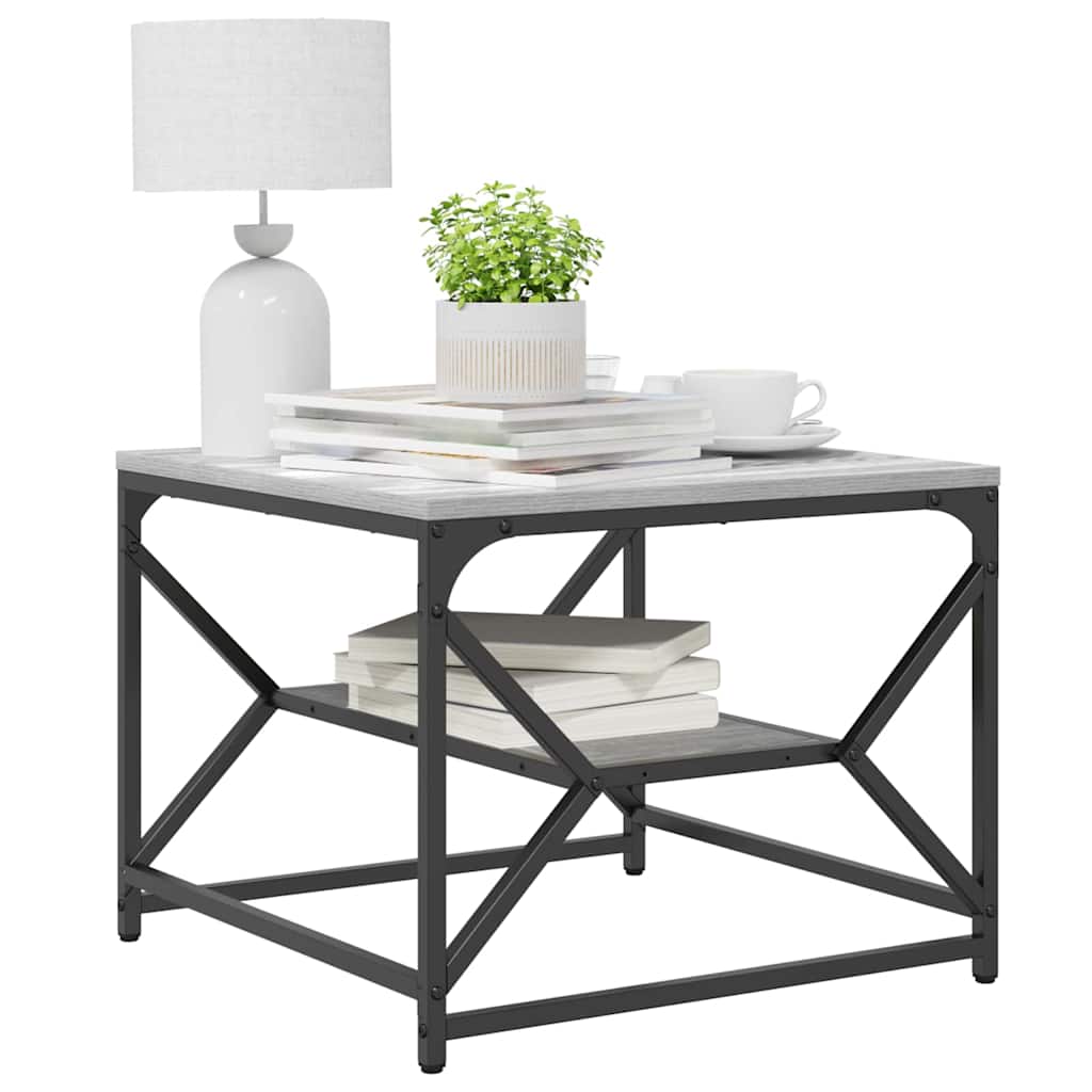 Couchtisch Grau Sonoma 51 x 50 x 40 cm Ingenieurholz und Stahl
