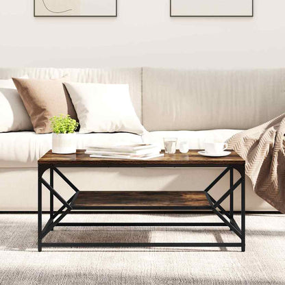 Couchtisch Räuchereiche 90 x 50 x 40 cm Ingenieurholz und Stahl
