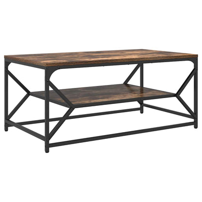 Couchtisch Räuchereiche 90 x 50 x 40 cm Ingenieurholz und Stahl