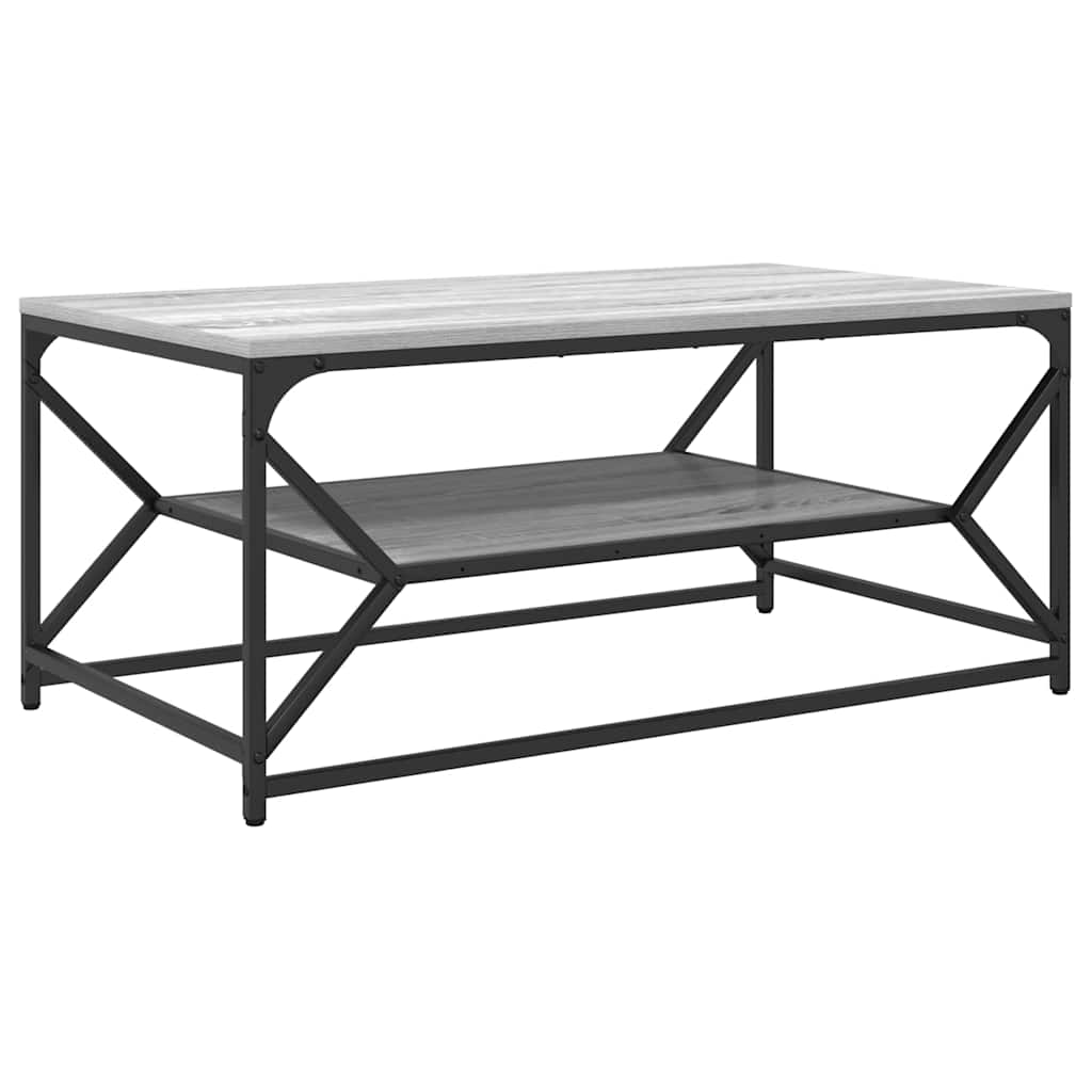 Couchtisch Grau Sonoma 90 x 50 x 40 cm Ingenieurholz und Stahl