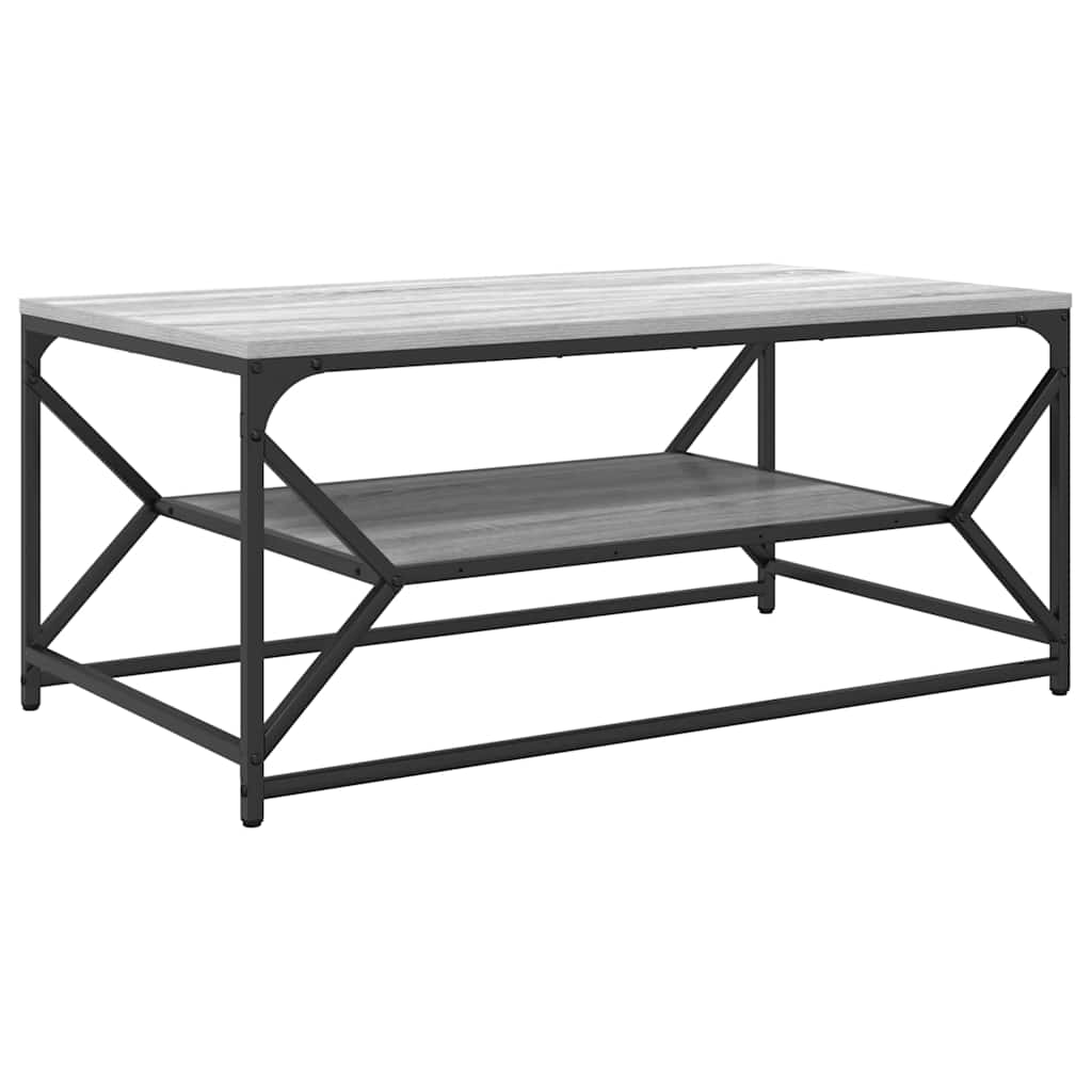 Couchtisch Grau Sonoma 90 x 50 x 40 cm Ingenieurholz und Stahl