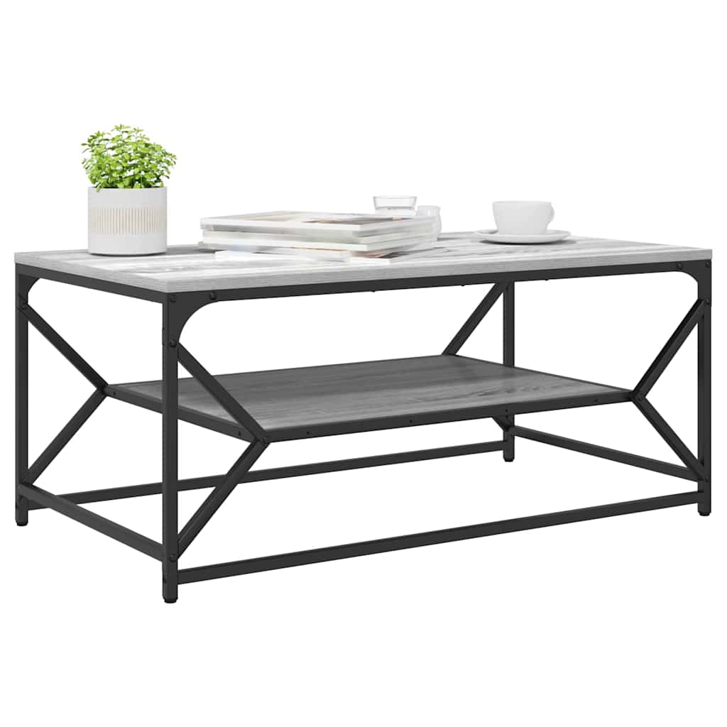 Couchtisch Grau Sonoma 90 x 50 x 40 cm Ingenieurholz und Stahl