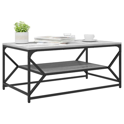 Couchtisch Grau Sonoma 90 x 50 x 40 cm Ingenieurholz und Stahl