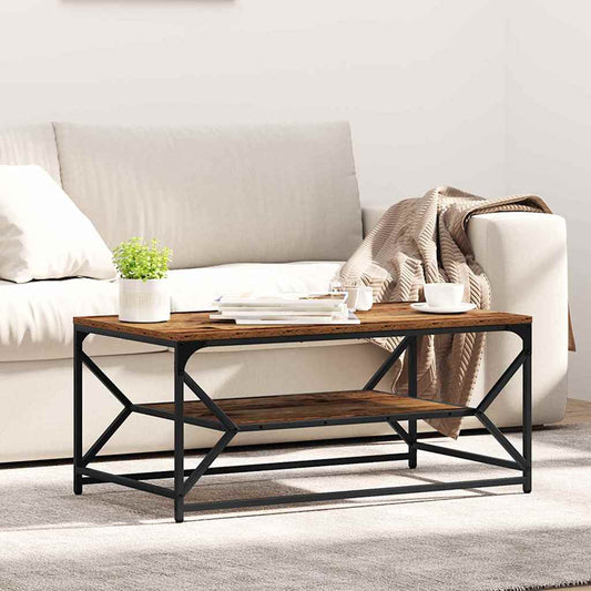 Couchtisch Altholz 90 x 50 x 40 cm Ingenieurholz und Stahl