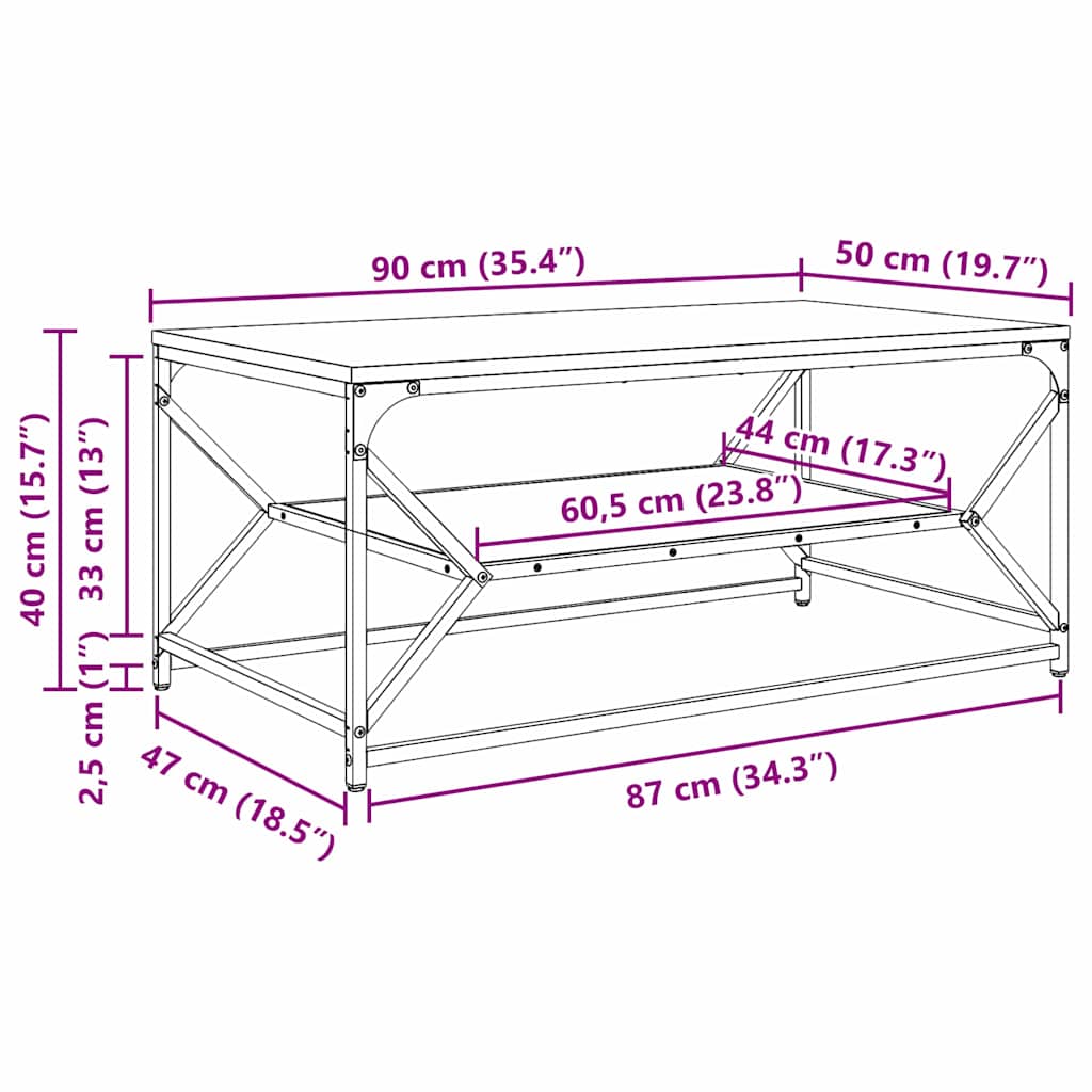 Couchtisch Eiche handwerklich 90 x 50 x 40 cm