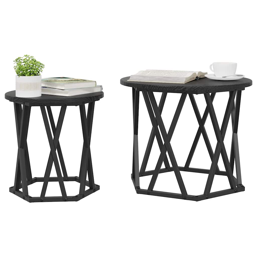 Beistelltisch 2 pcs Schwarze Eiche 50 x 50 x 40 cm