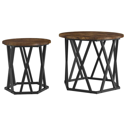 Beistelltisch 2 pcs Räuchereiche 50 x 50 x 40 cm