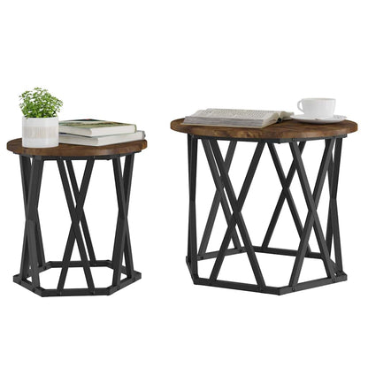 Beistelltisch 2 pcs Räuchereiche 50 x 50 x 40 cm