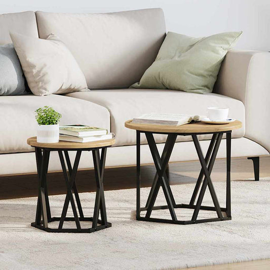 Beistelltisch 2 pcs Eiche handwerklich 50 x 50 x 40 cm