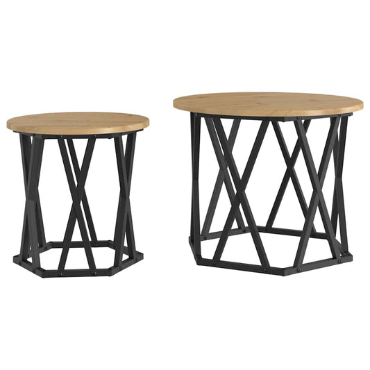 Beistelltisch 2 pcs Eiche handwerklich 50 x 50 x 40 cm