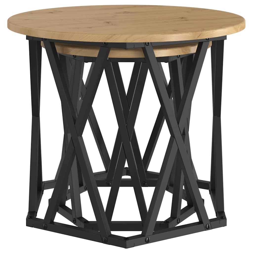 Beistelltisch 2 pcs Eiche handwerklich 50 x 50 x 40 cm