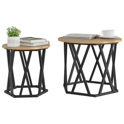 Beistelltisch 2 pcs Eiche handwerklich 50 x 50 x 40 cm