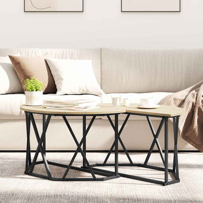 Couchtisch Sonoma-Eiche 80 x 80 x 42 cm Ingenieurholz und Stahl