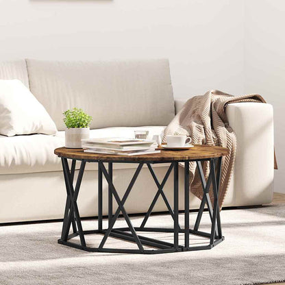 Couchtisch Räuchereiche 80 x 80 x 42 cm Ingenieurholz und Stahl