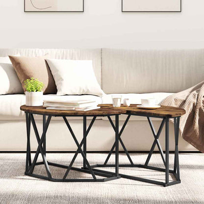 Couchtisch Räuchereiche 80 x 80 x 42 cm Ingenieurholz und Stahl
