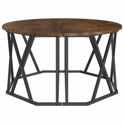Couchtisch Räuchereiche 80 x 80 x 42 cm Ingenieurholz und Stahl
