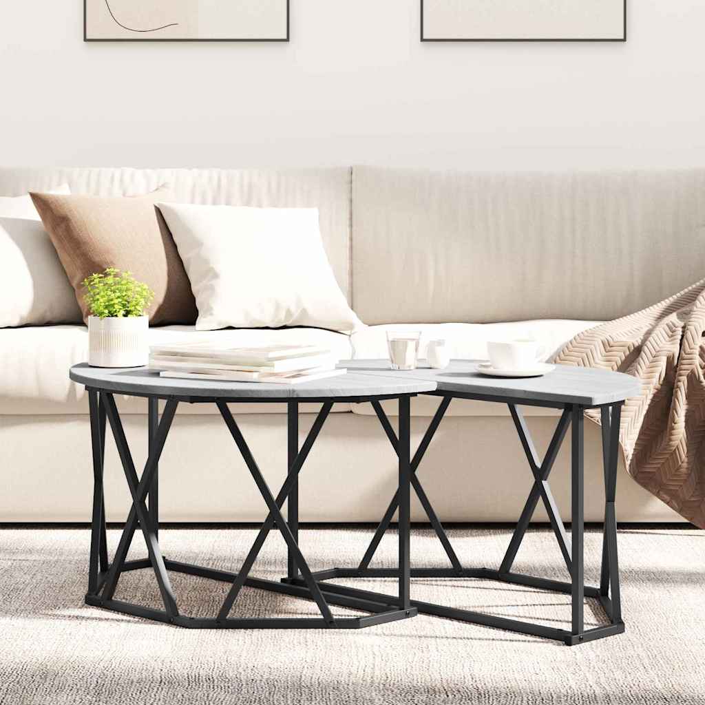 Couchtisch Grau Sonoma 80 x 80 x 42 cm Ingenieurholz und Stahl