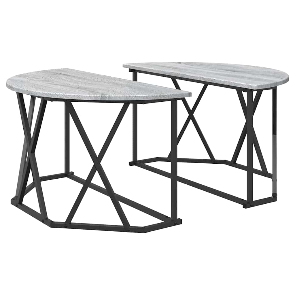 Couchtisch Grau Sonoma 80 x 80 x 42 cm Ingenieurholz und Stahl