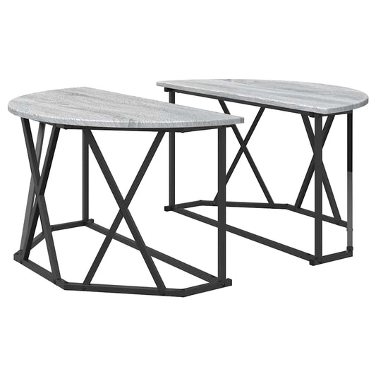 Couchtisch Grau Sonoma 80 x 80 x 42 cm Ingenieurholz und Stahl