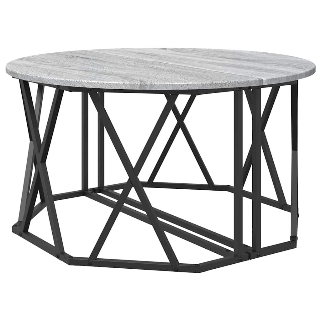 Couchtisch Grau Sonoma 80 x 80 x 42 cm Ingenieurholz und Stahl