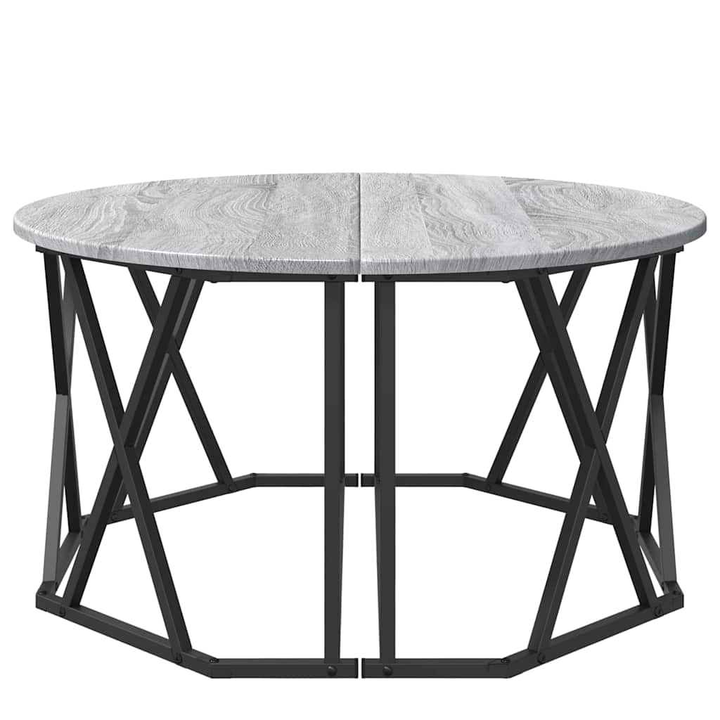Couchtisch Grau Sonoma 80 x 80 x 42 cm Ingenieurholz und Stahl