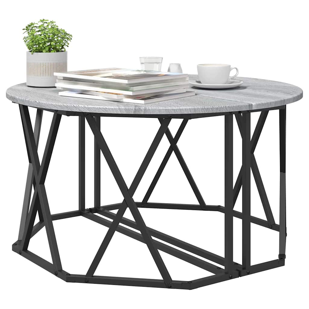 Couchtisch Grau Sonoma 80 x 80 x 42 cm Ingenieurholz und Stahl