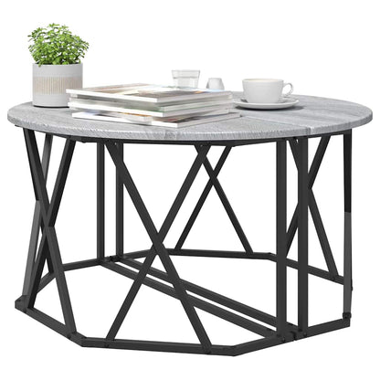 Couchtisch Grau Sonoma 80 x 80 x 42 cm Ingenieurholz und Stahl