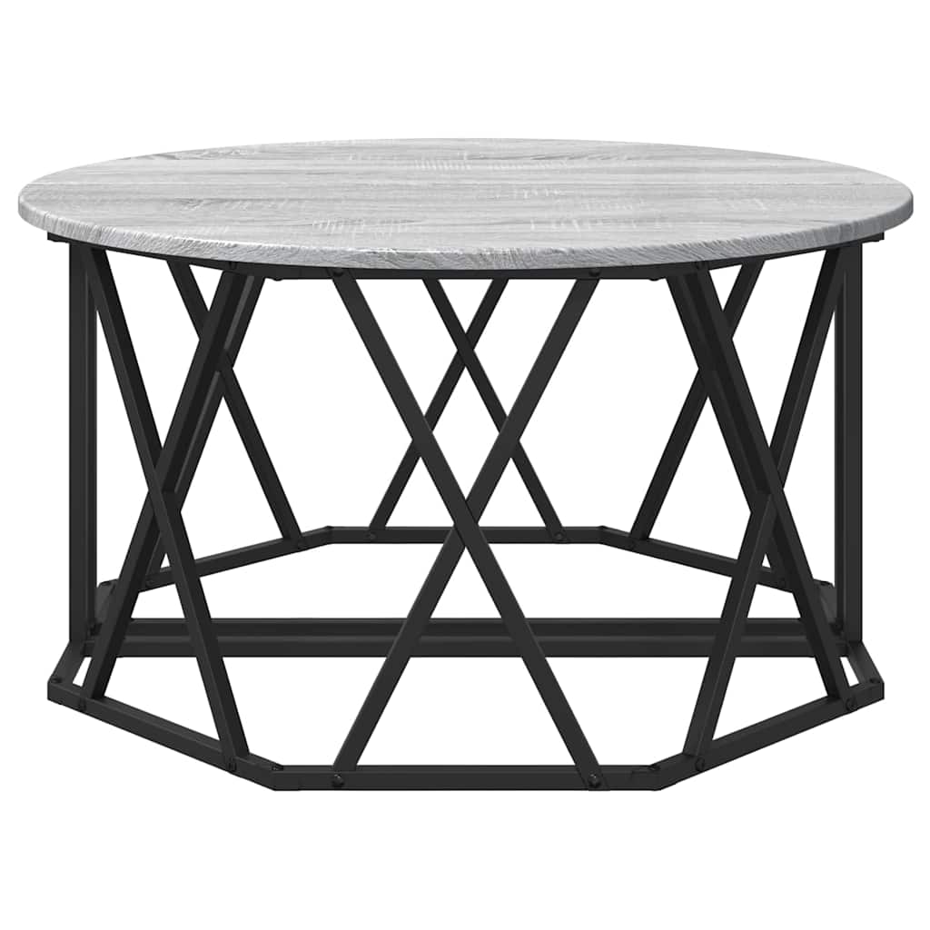 Couchtisch Grau Sonoma 80 x 80 x 42 cm Ingenieurholz und Stahl