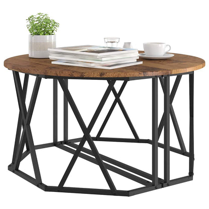 Couchtisch Altholz 80 x 80 x 42 cm Ingenieurholz und Stahl