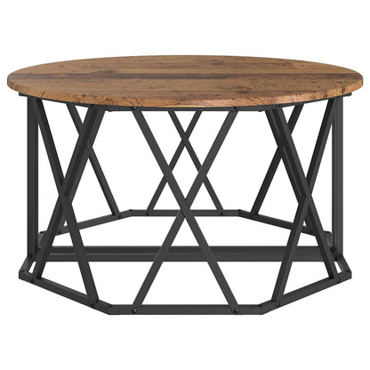 Couchtisch Altholz 80 x 80 x 42 cm Ingenieurholz und Stahl