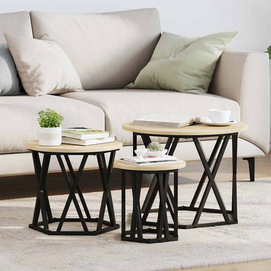 Nesting Beistelltisch 3 pcs Sonoma Eiche 53 x 53 x 40 cm