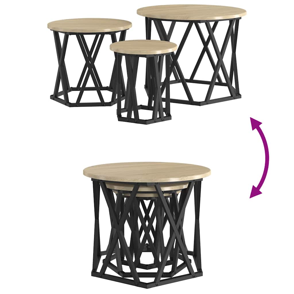 Nesting Beistelltisch 3 pcs Sonoma Eiche 53 x 53 x 40 cm