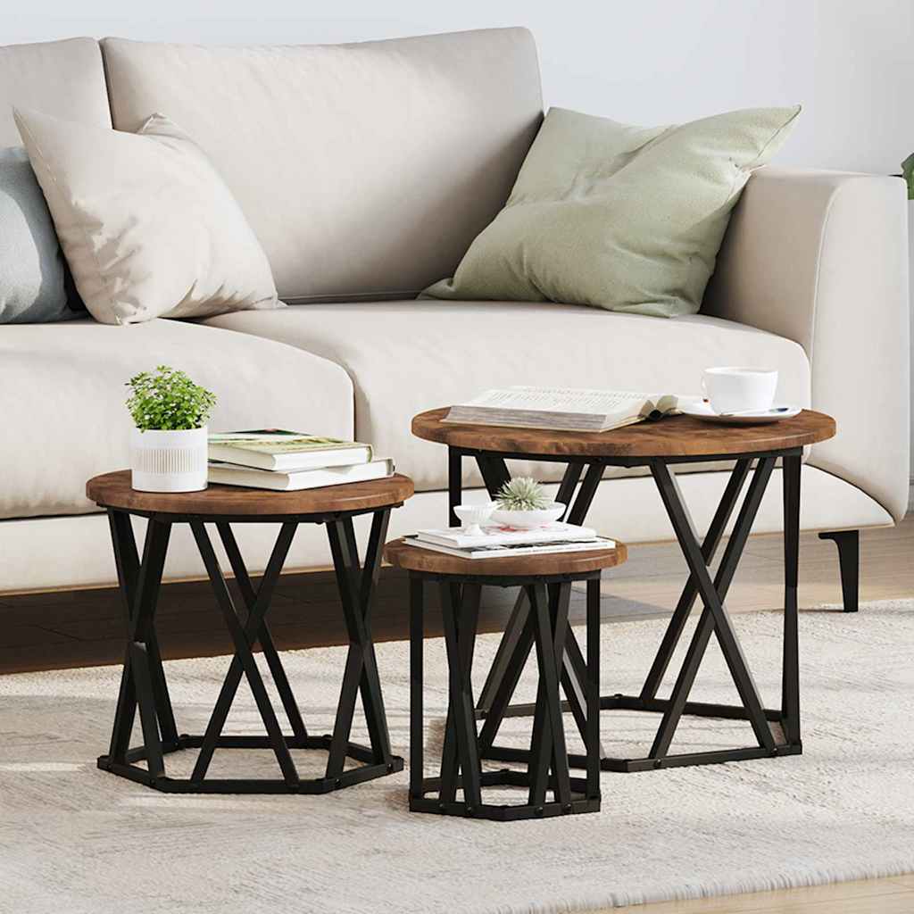 Nesting Beistelltisch 3 pcs Räuchereiche 53 x 53 x 40 cm