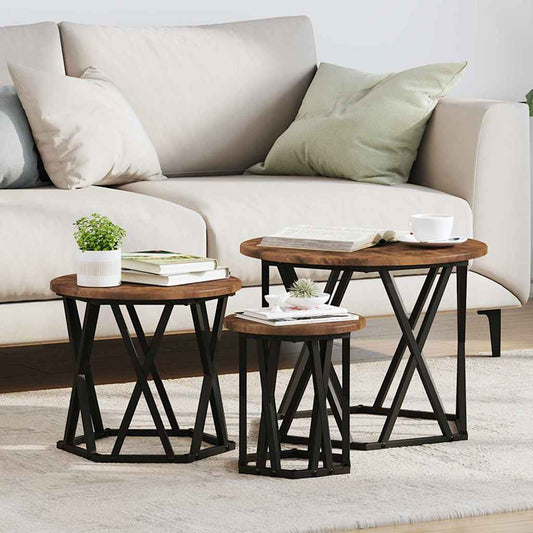 Nesting Beistelltisch 3 pcs Räuchereiche 53 x 53 x 40 cm