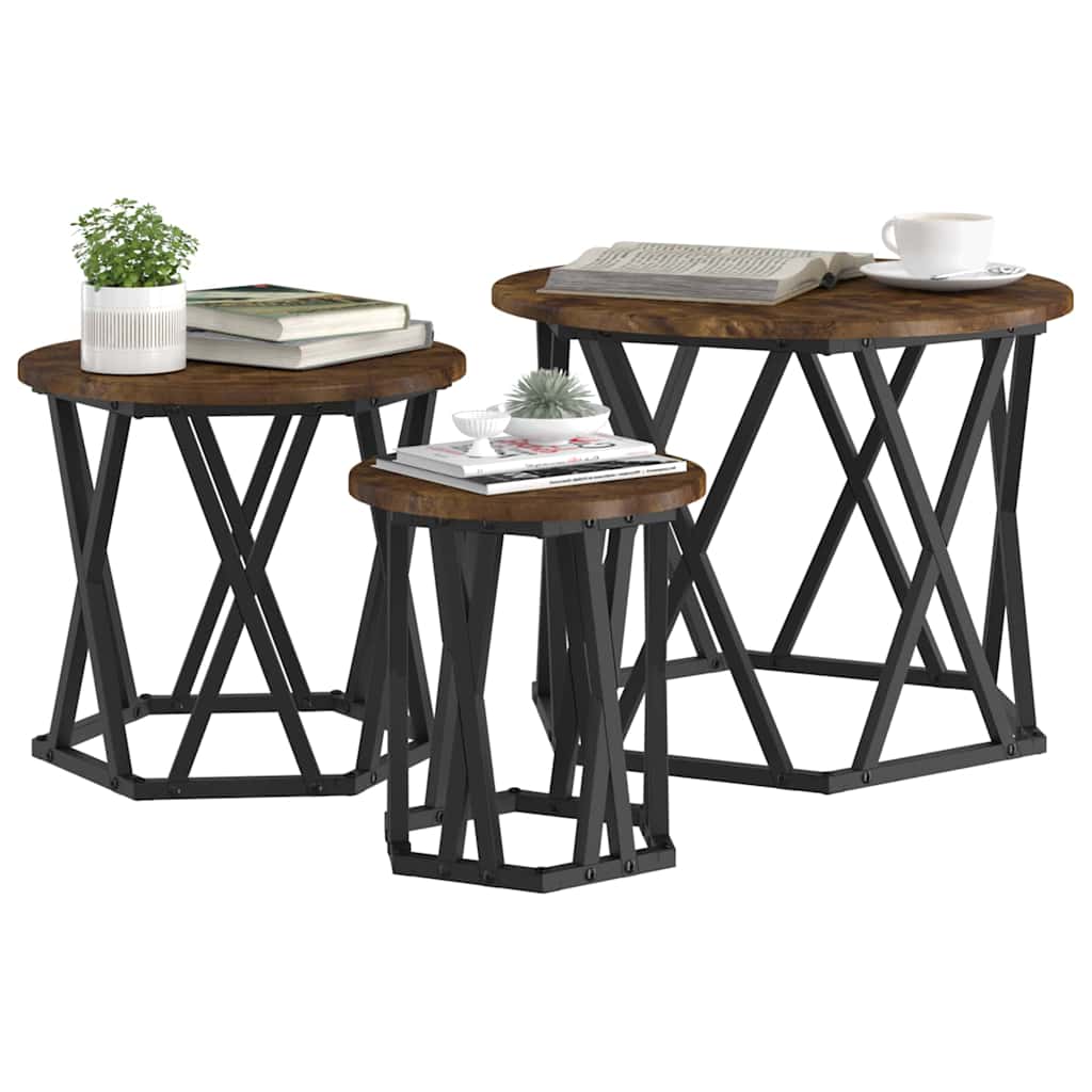 Nesting Beistelltisch 3 pcs Räuchereiche 53 x 53 x 40 cm
