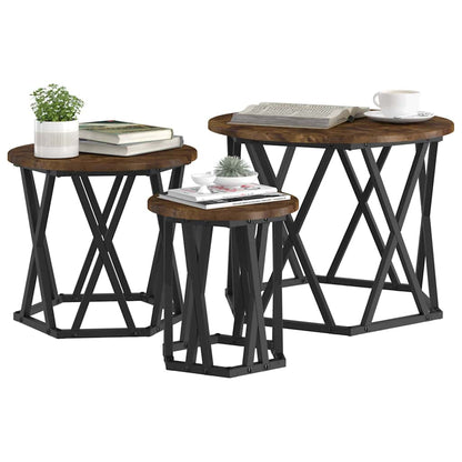 Nesting Beistelltisch 3 pcs Räuchereiche 53 x 53 x 40 cm
