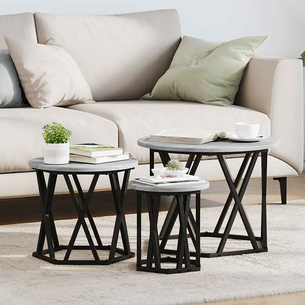 Nesting Beistelltisch 3 pcs Grau Sonoma 53 x 53 x 40 cm