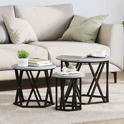 Nesting Beistelltisch 3 pcs Grau Sonoma 53 x 53 x 40 cm