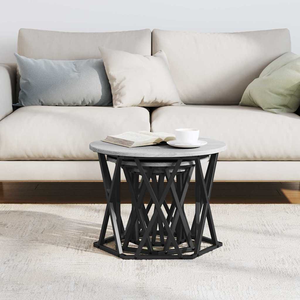 Nesting Beistelltisch 3 pcs Grau Sonoma 53 x 53 x 40 cm