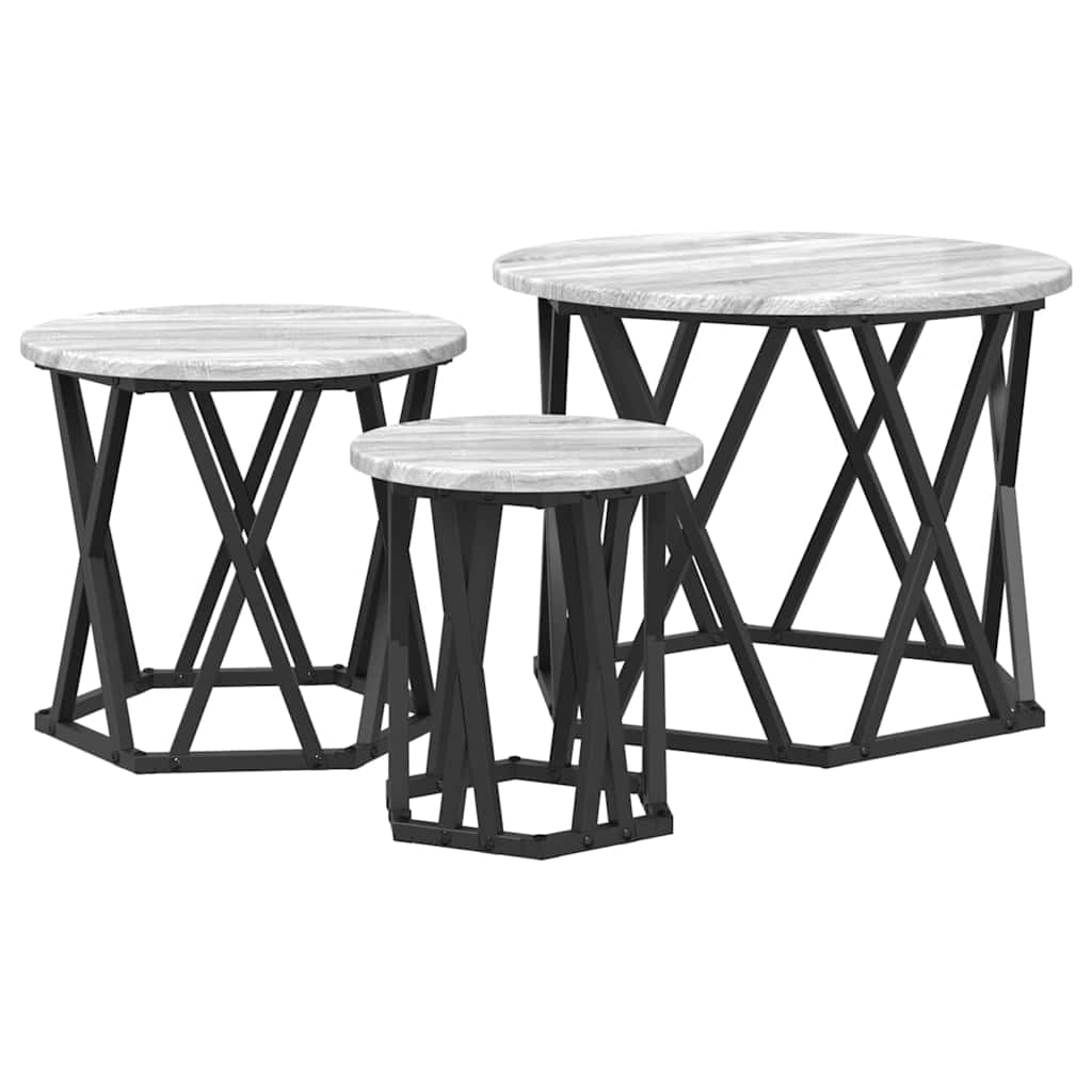 Nesting Beistelltisch 3 pcs Grau Sonoma 53 x 53 x 40 cm