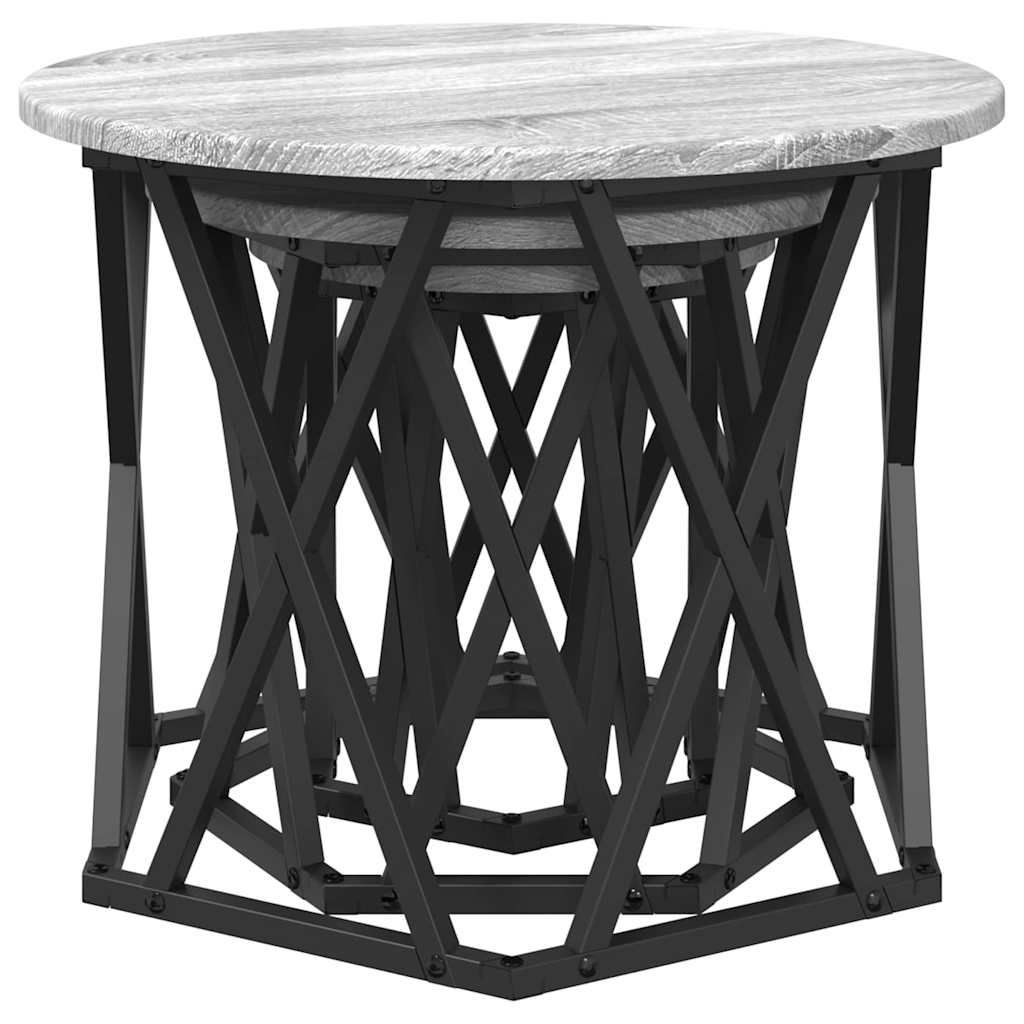 Nesting Beistelltisch 3 pcs Grau Sonoma 53 x 53 x 40 cm