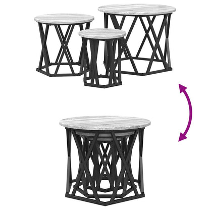 Nesting Beistelltisch 3 pcs Grau Sonoma 53 x 53 x 40 cm