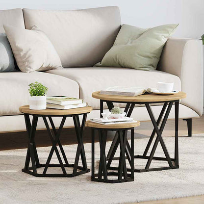 Nesting Beistelltisch 3 pcs Eiche handwerklich 53 x 53 x 40 cm