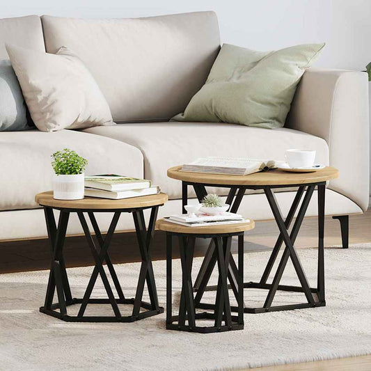 Nesting Beistelltisch 3 pcs Eiche handwerklich 53 x 53 x 40 cm