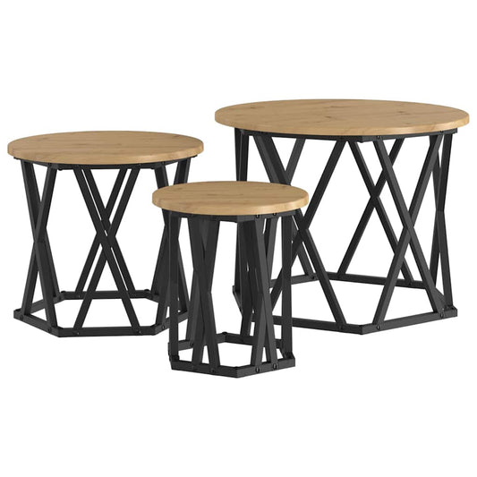 Nesting Beistelltisch 3 pcs Eiche handwerklich 53 x 53 x 40 cm