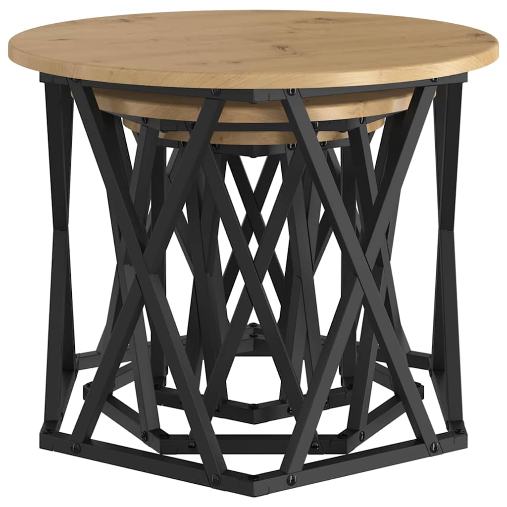 Nesting Beistelltisch 3 pcs Eiche handwerklich 53 x 53 x 40 cm