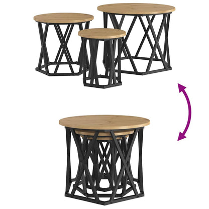 Nesting Beistelltisch 3 pcs Eiche handwerklich 53 x 53 x 40 cm