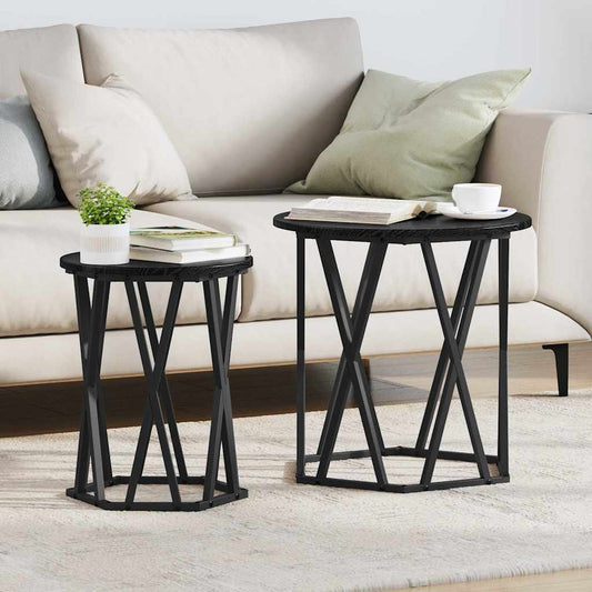 Couchtisch 2 pcs Schwarz Eichen-Optik 50 x 50 x 50 cm