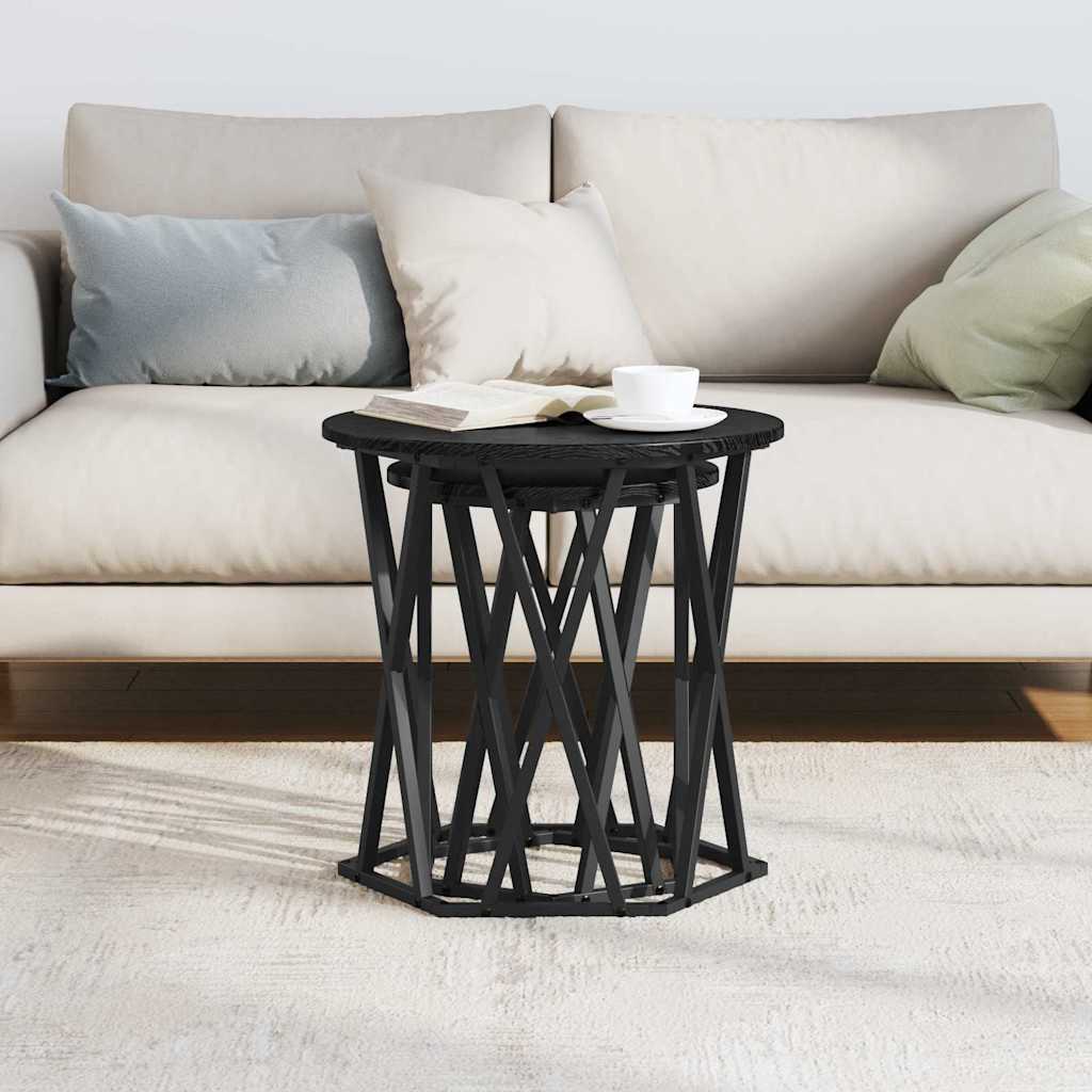 Couchtisch 2 pcs Schwarz Eichen-Optik 50 x 50 x 50 cm